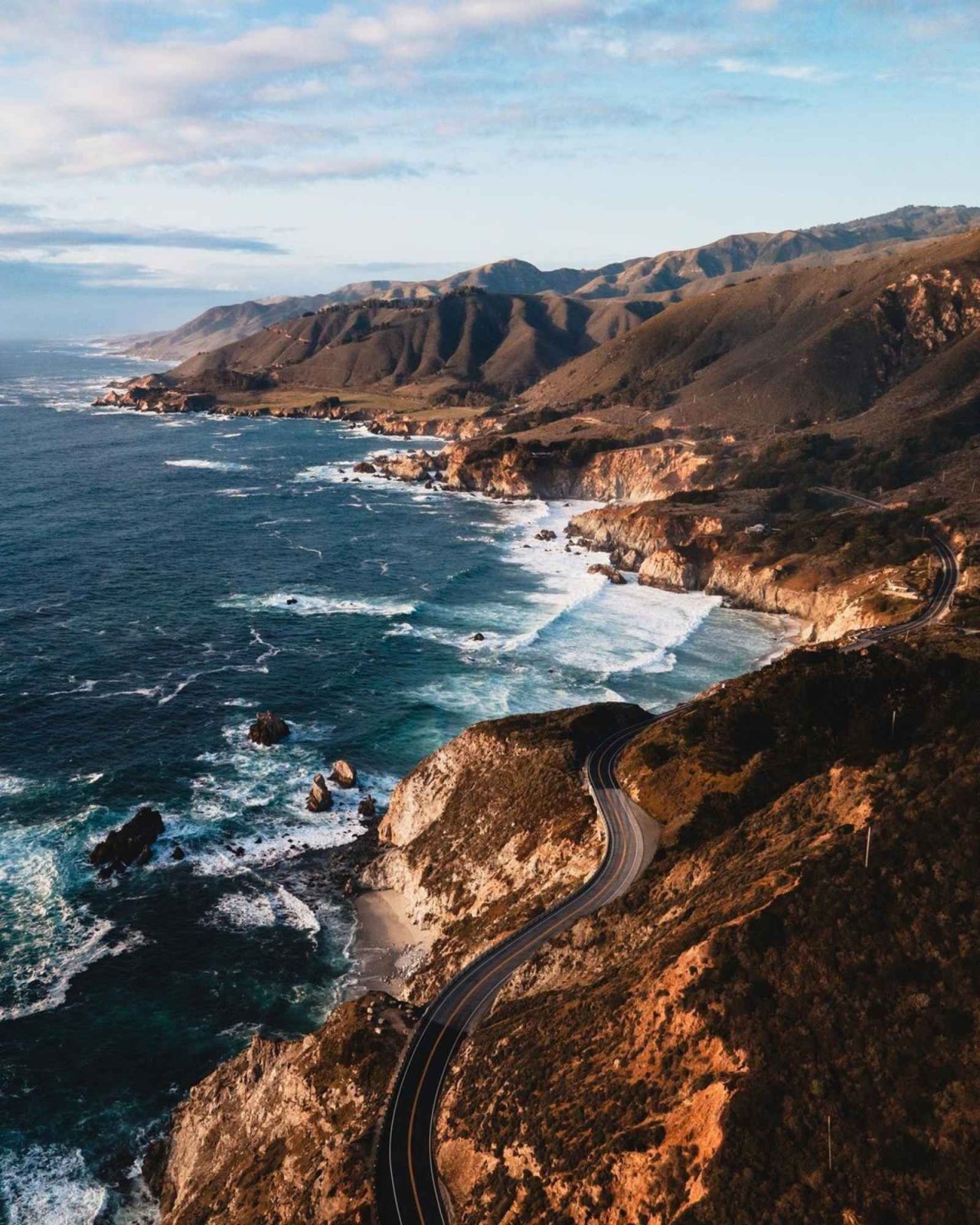 Highway 1 road on the coast of Big Sur in Monterey County