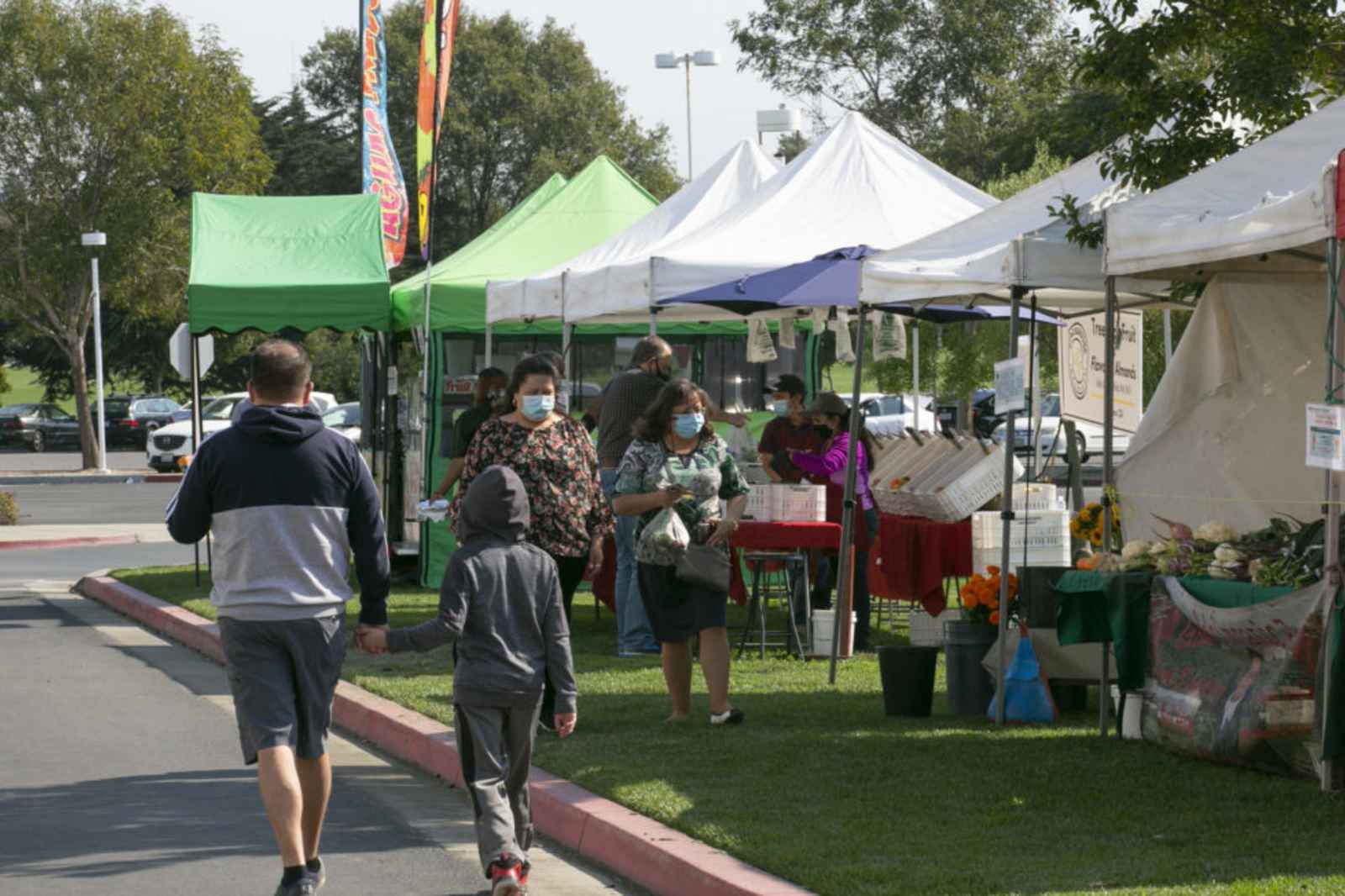 People walking around the natividad farmers market
